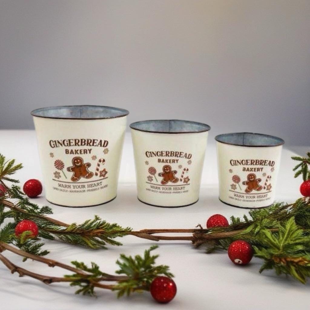 Gingerbread Plant Pots - Set of 3