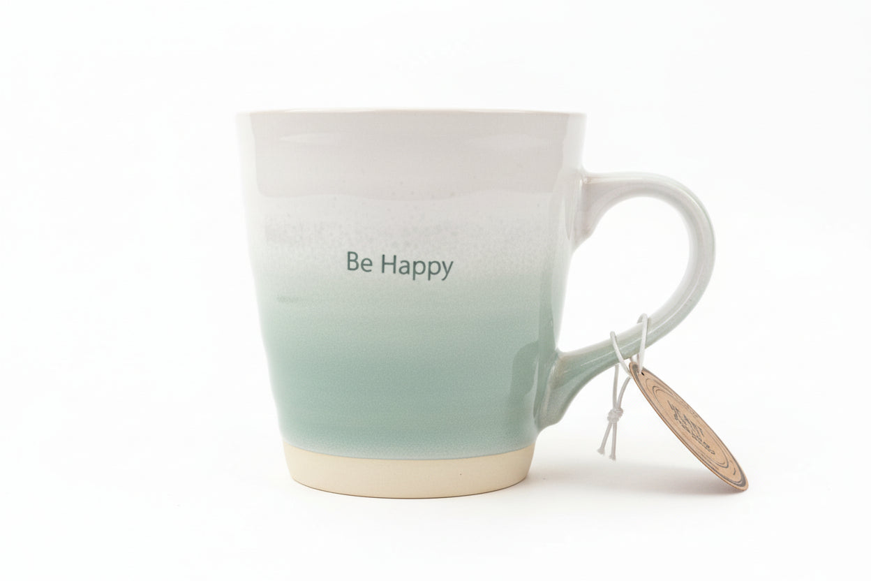 Ceramic Be Kind | Be Happy Mugs (Set of 2) - Bluey/Grey