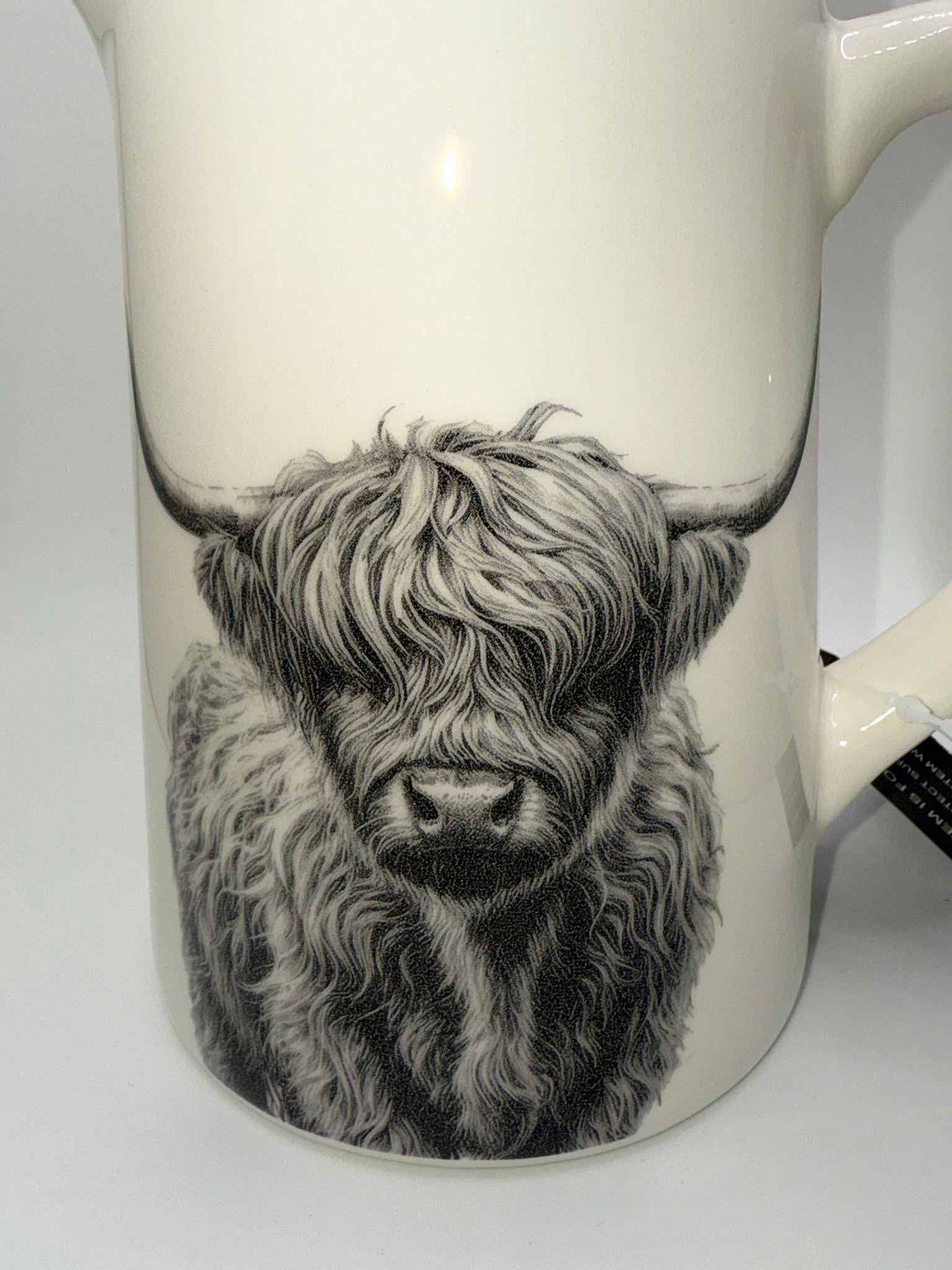 Highland Cow Ceramic Jug 16cm - Rustic Charm