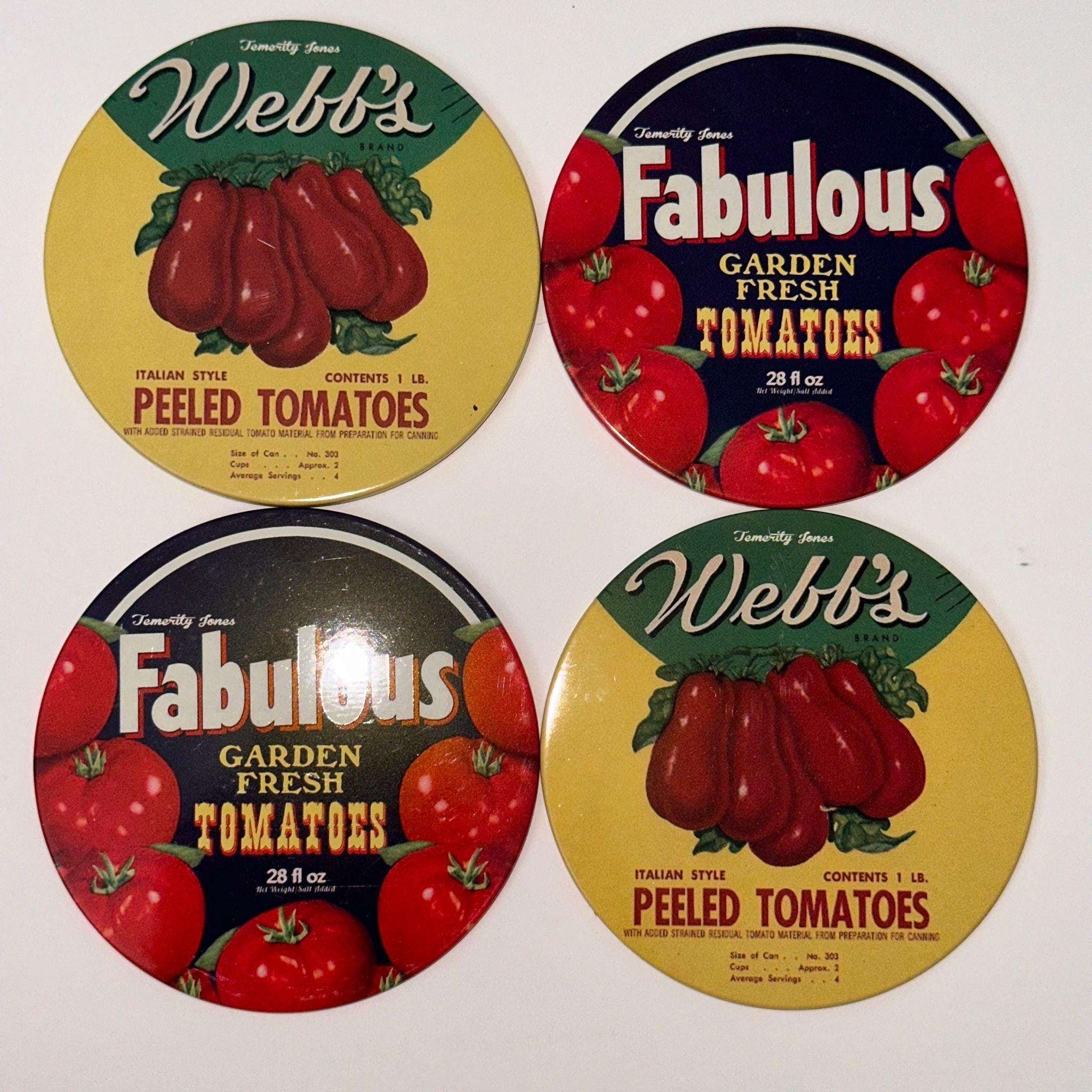 Vintage Style Retro Coaster Set - 4 Assorted - Fabulous Tomatoes