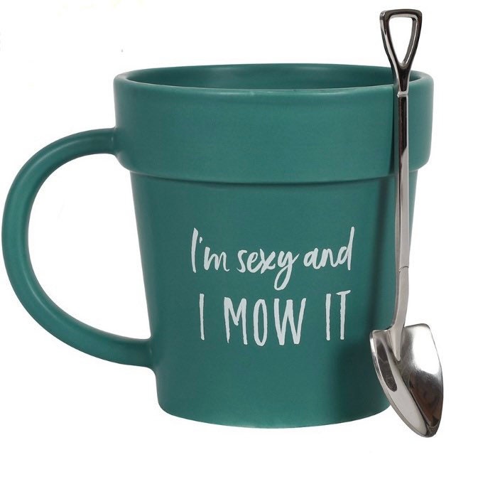 I’m Sexy and I Mow it Pot Mug & Shovel Spoon