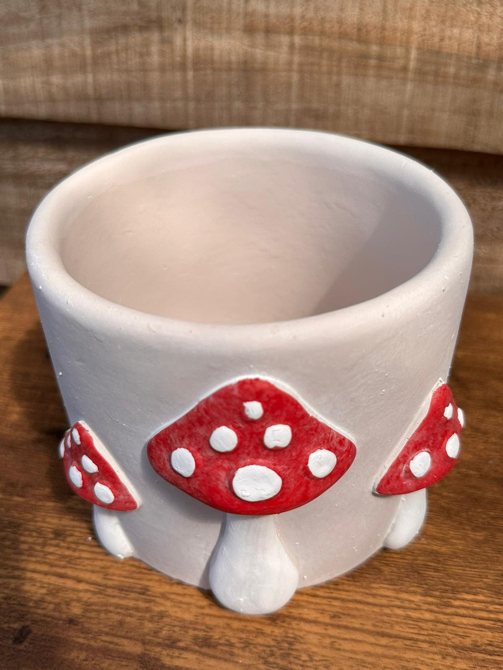 Toadstool Design Plant Pot – Red & White Mushroom Motif 14cm