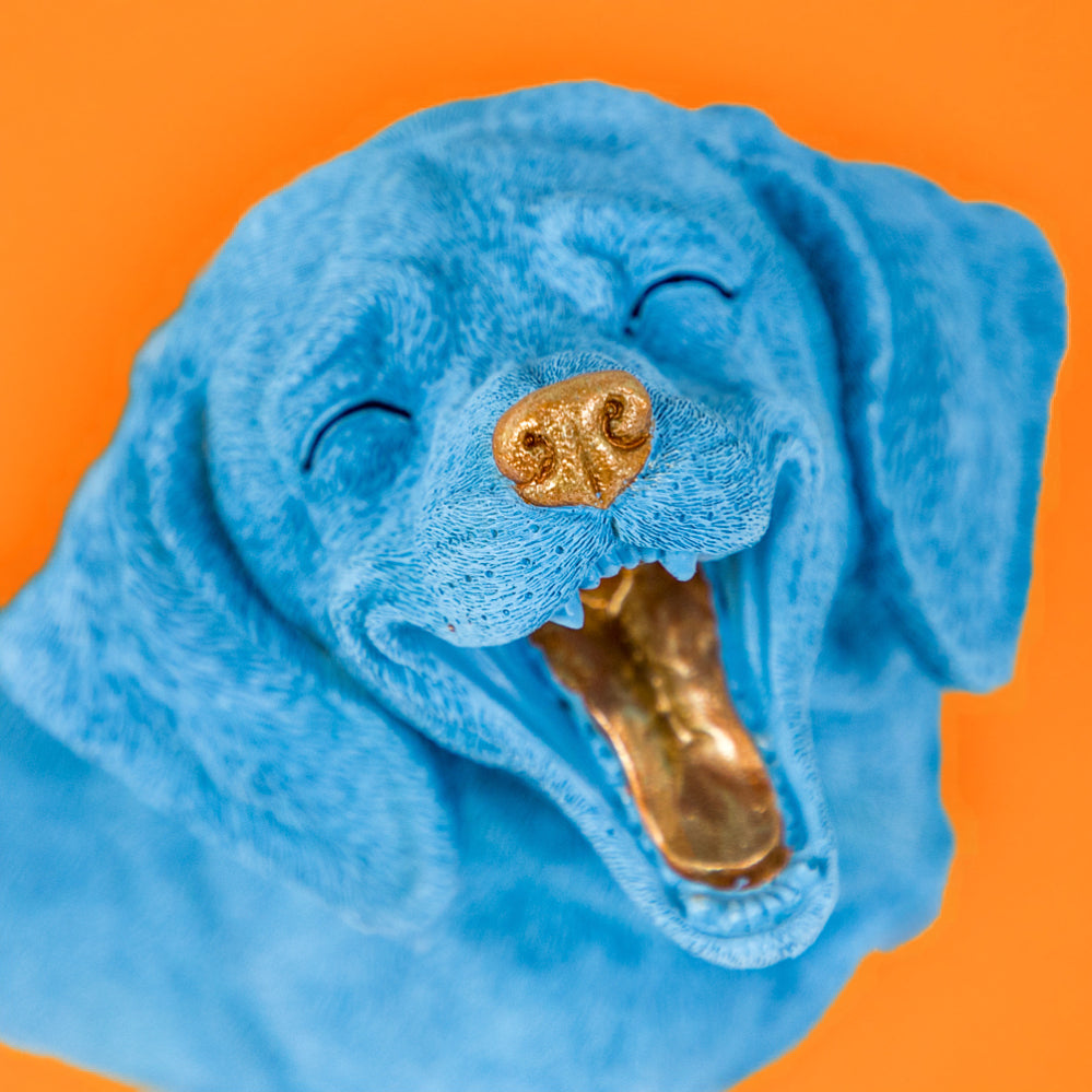 Blue Laughing Dachshund Figure