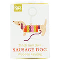 Stitch your Own Wooden Keyring - Sausage Dog - Stocking Filler - Secret Santa - Dachshund - Crafty