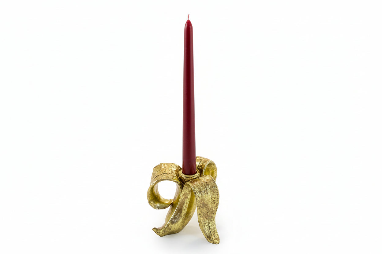 Peeled Antique Gold Glam Banana Candle Holder