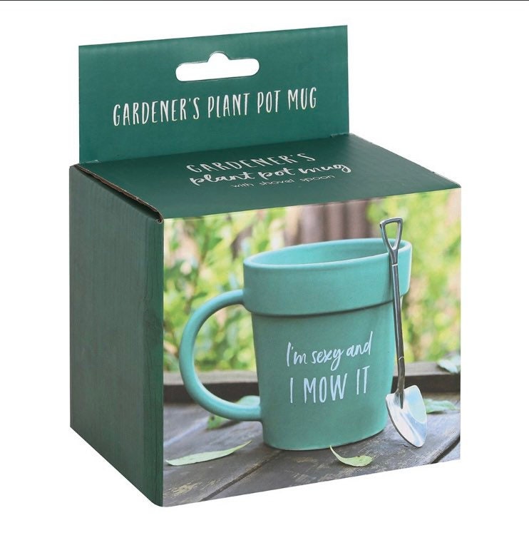 I’m Sexy and I Mow it Pot Mug & Shovel Spoon