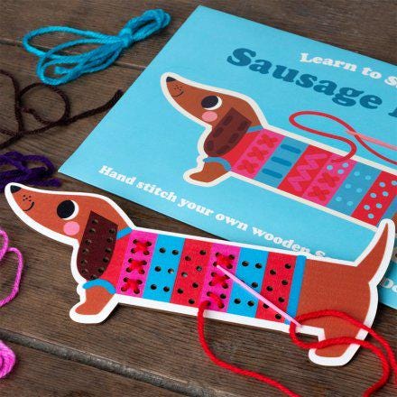 Sausage Dog Wooden Sew Kit - Stocking Filler - Secret Santa - Dachshund - Crafty