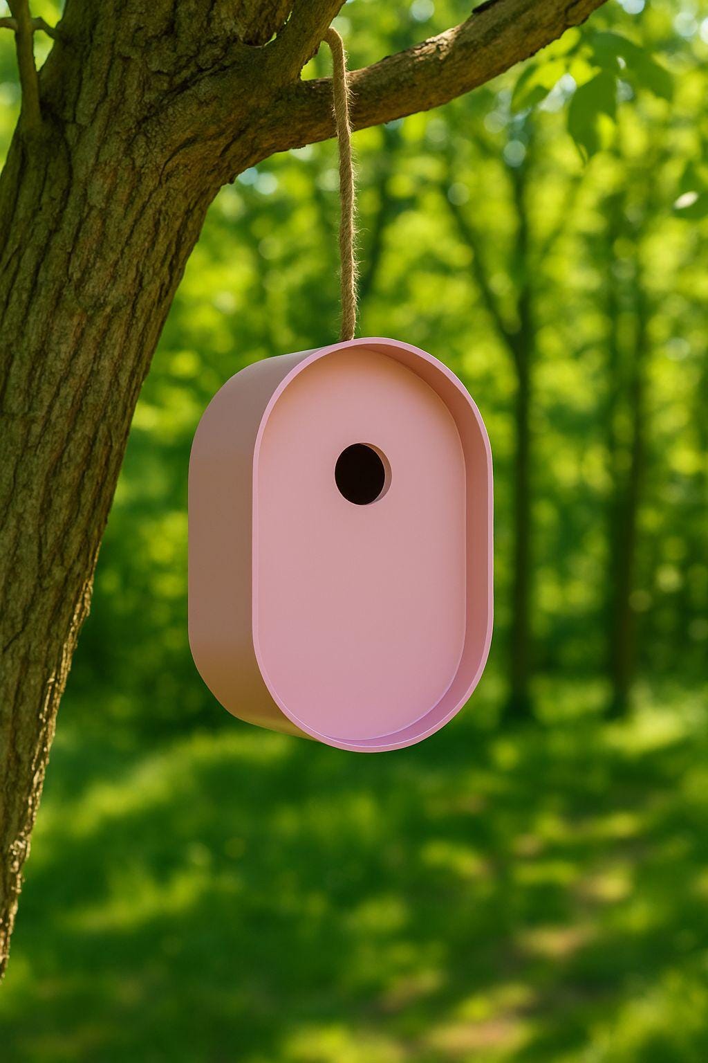 Eco Friendly Bamboo Fibre Oval Bird House - Pink