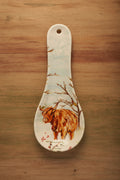 Highland Cow Spoon Rest | Scottish Kitchen Décor | Rustic Farmhouse Utensil Holder 24cm