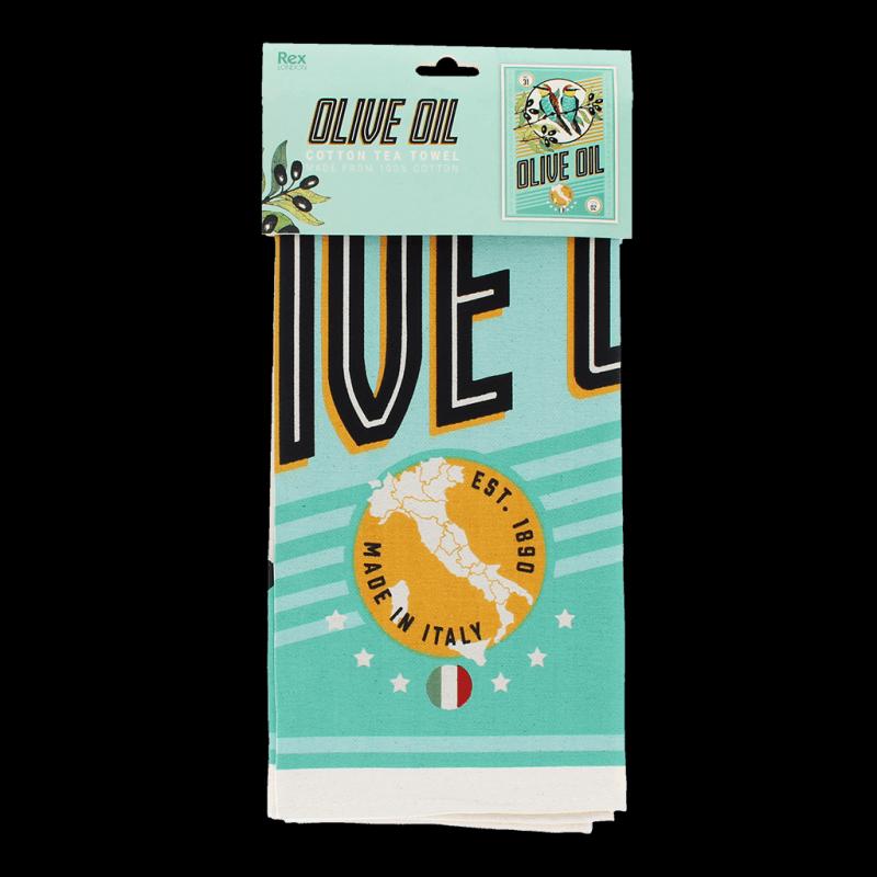 Olive Oil Retro Cotton Tea Towel - Colourful Home Decor|BBQ|Summer