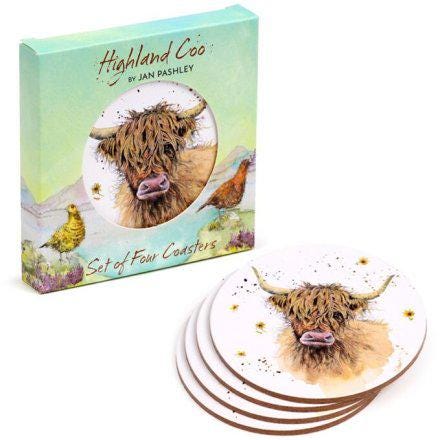 Jan Pashley Highland Cow Coo Coasters |Highland Cow|Rustic|Cow Lover